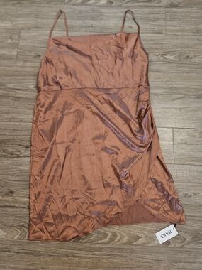 NWT Cider 3XL Copper-Rust Satin Asymmetrical Slip Skirt